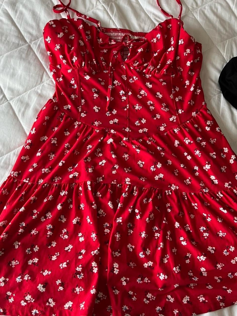 No Boundaries Red Floral Tie-Front Sundress